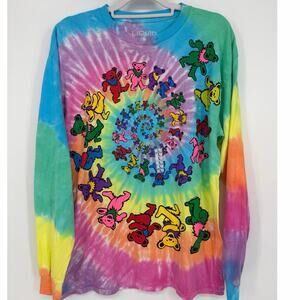 Vintage 1995 Grateful Dead Dancing Bears Tie Dye Long Sleeve Crewneck L 90s
